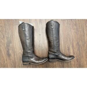 Frye Tall Riding Boots Womens 8.5 Brown Leather Pull On Made In Mexico